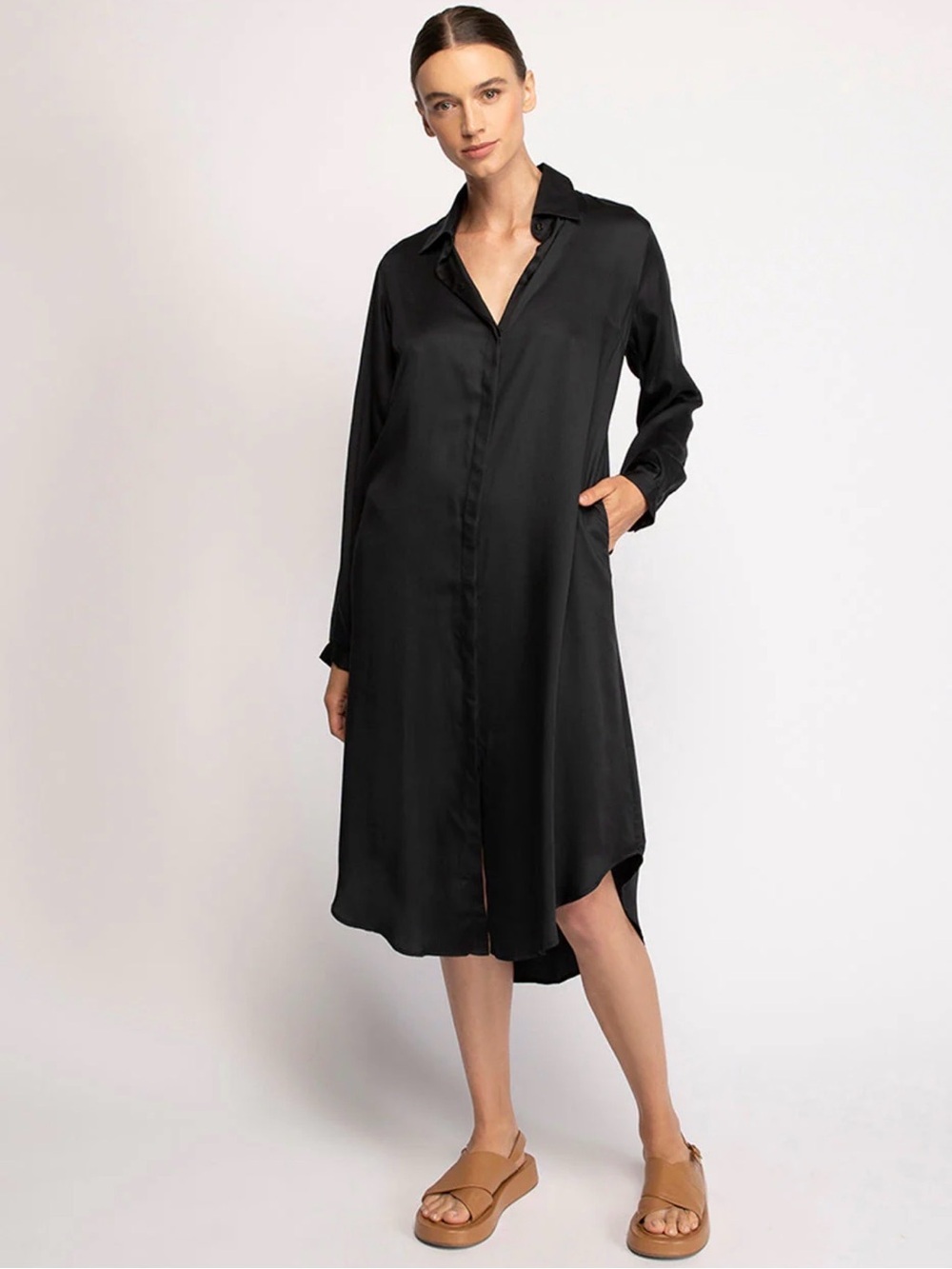 Neu Nomads Essential Shirt Dress Black long sleeve  Sz M